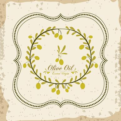 olive oil retro frame vector set