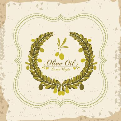 olive oil retro frame vector set