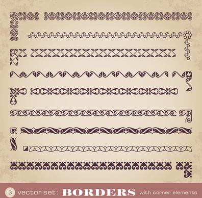 vintage borders with corner elements vectors