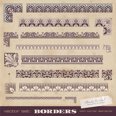 vintage borders with corner elements vectors