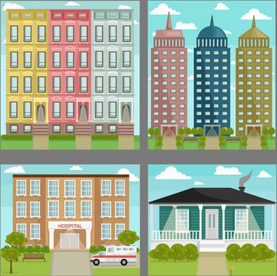 houses concept flat template vector