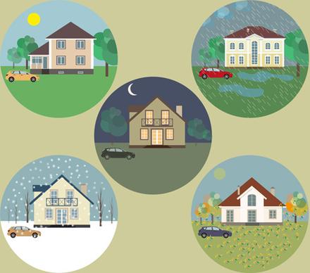 houses concept flat template vector