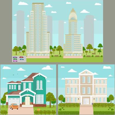 houses concept flat template vector