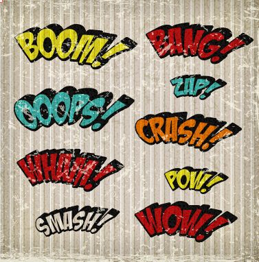 comic styles text design vector