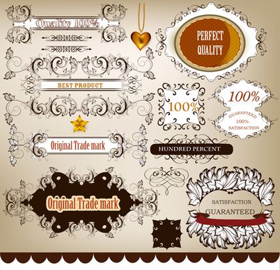 classical ornaments frames vintage style vector set