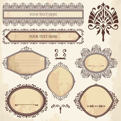 classical ornaments frames vintage style vector set