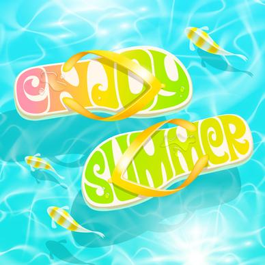 summer holiday slippers background vector