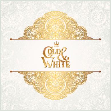 gold with white floral ornaments background vector illustration set