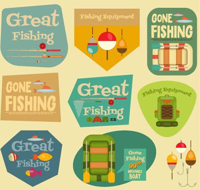 set of stickers vintage design vectors