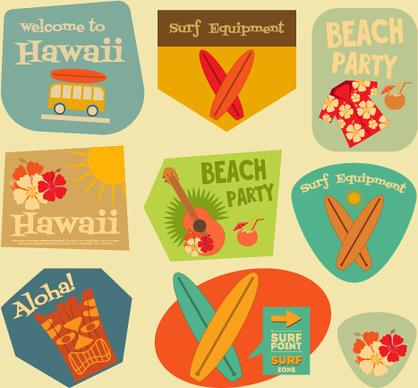 set of stickers vintage design vectors