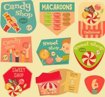 set of stickers vintage design vectors