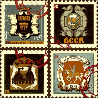 stamp vintage beer vector