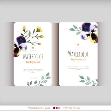 beautiful watercolor flower business cards vector set