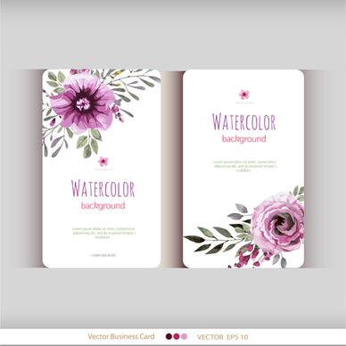 beautiful watercolor flower business cards vector set