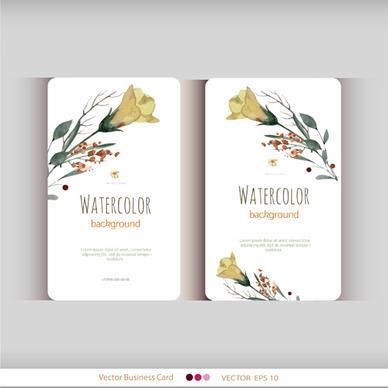 beautiful watercolor flower business cards vector set