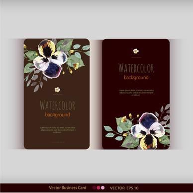 beautiful watercolor flower business cards vector set