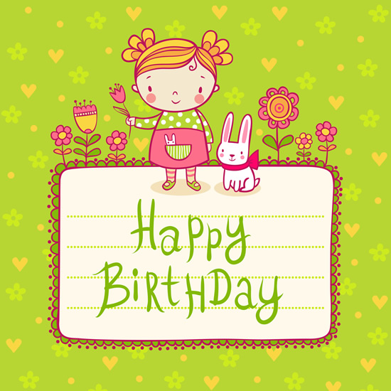 cute kid birthday card templates vector