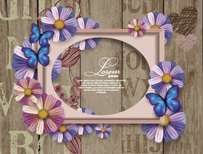 flower photo frame beautiful vector