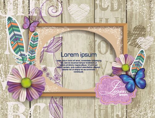 flower photo frame beautiful vector