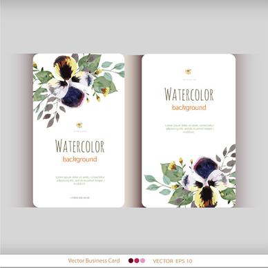 beautiful watercolor flower business cards vector set