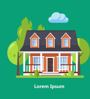 flat style houses creative template vector set