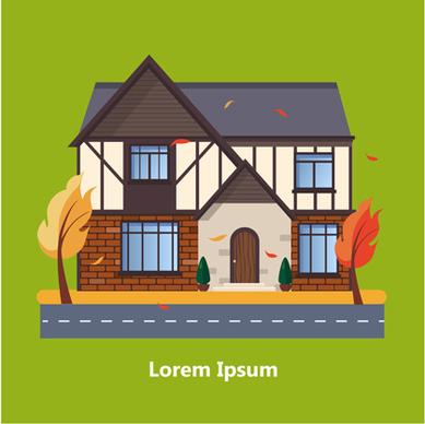 flat style houses creative template vector set