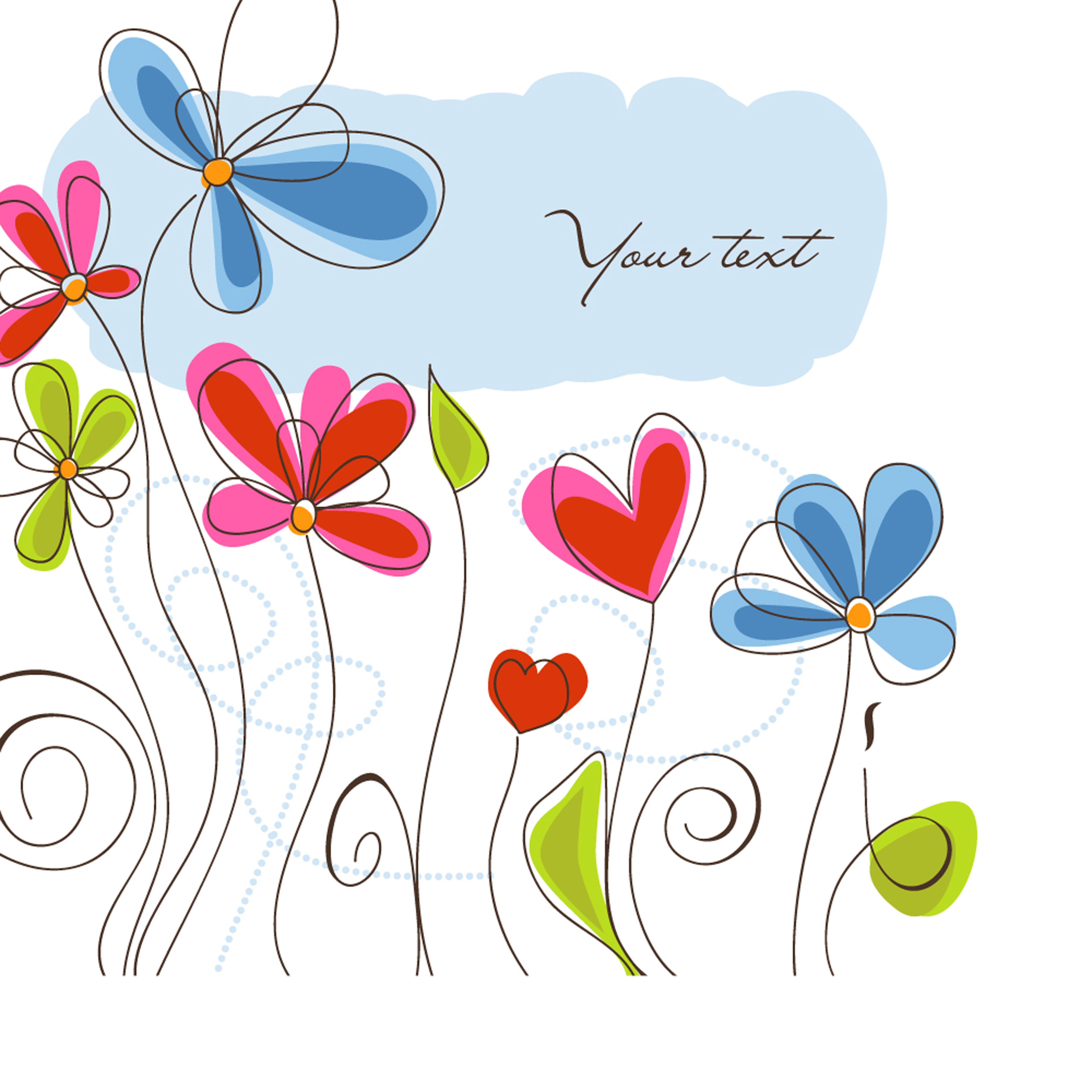 cute flowers hand painted vector