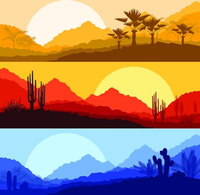 desolate desert banners vector