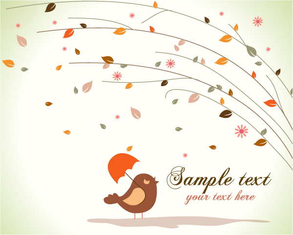 cartoon cute birds background set vector