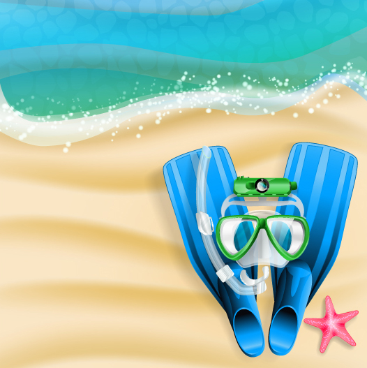 beautiful seascape with summer vector background