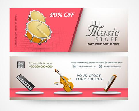 creative music banners set vector