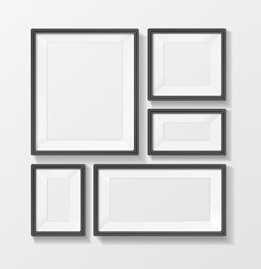 black border photo frame vector set