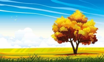 cartoon natural landscapes beautiful vector