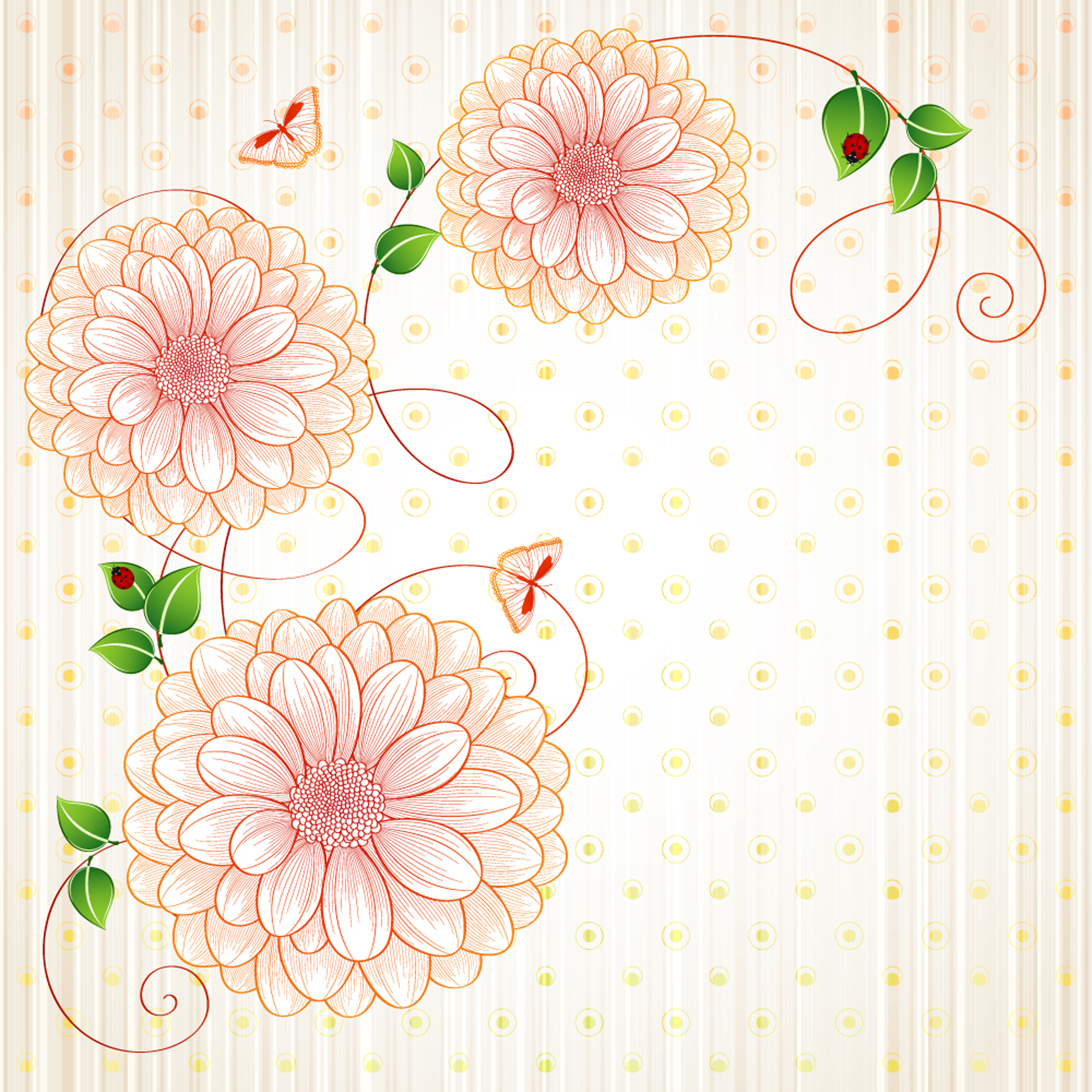 cute floral art background vector