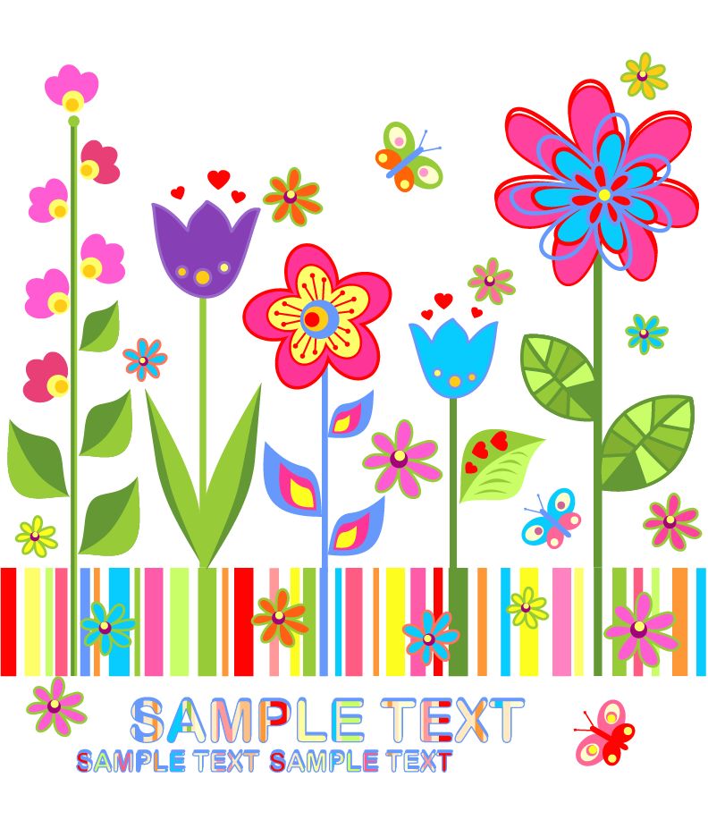 cute spring floral background vector set