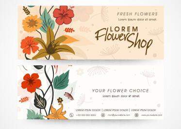 hand drawn banners flower vectors