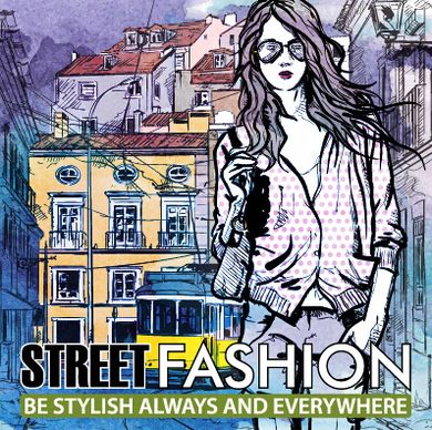 street stylish everywhere hand drawing background vector