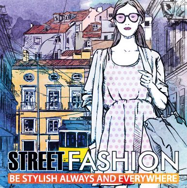 street stylish everywhere hand drawing background vector