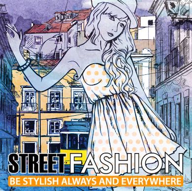 street stylish everywhere hand drawing background vector