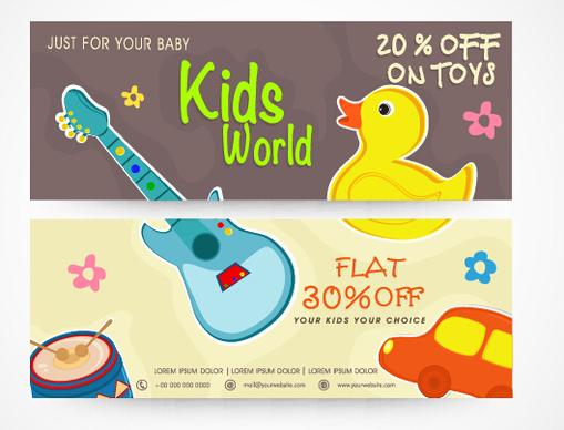 cute kids banners vector