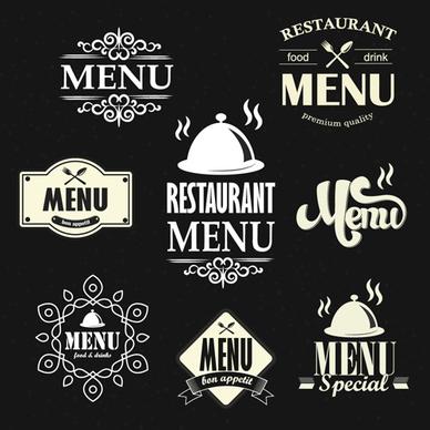 restaurant menu labels vintage vector