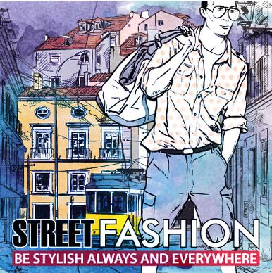 street stylish everywhere hand drawing background vector