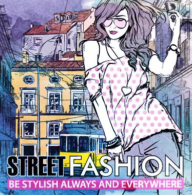 street stylish everywhere hand drawing background vector