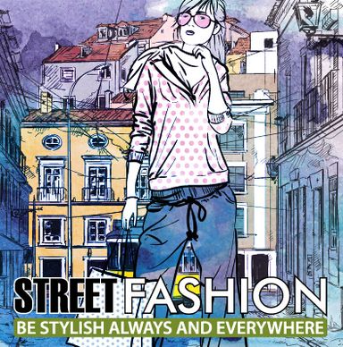 street stylish everywhere hand drawing background vector