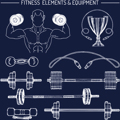 fitness training label with logotype vector set