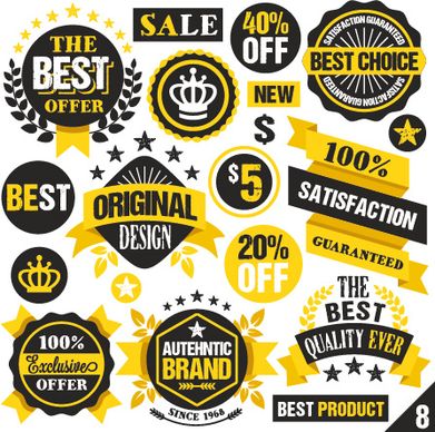 premium quality black with yellow labels and badges vector