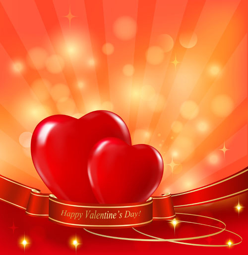 heart with red ribbon background vector