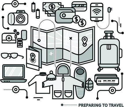 black outline business template vector