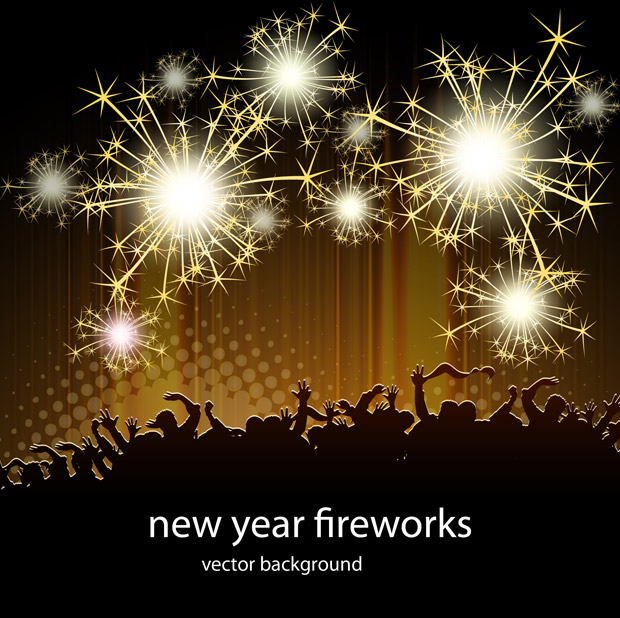 shining fireworks with party background vector