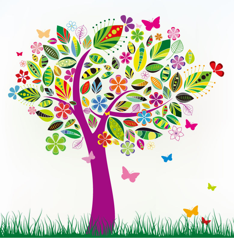 abstract tree with flower vector